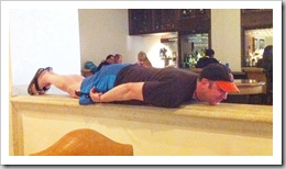 Planking in the middle of the hotel