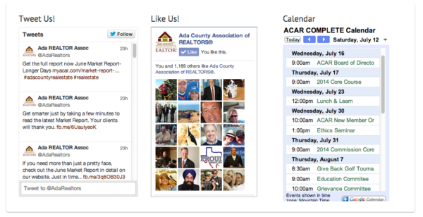 Twitter Facebook and a google Calendar