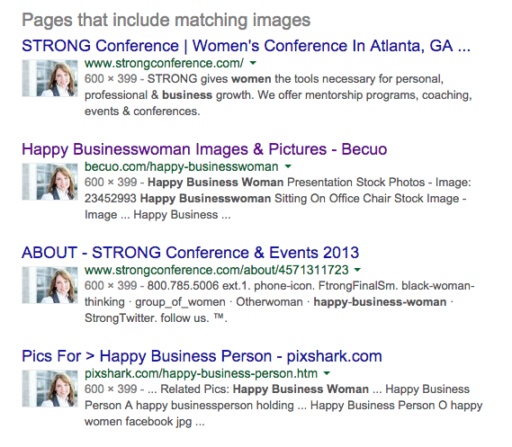 Google search for happy business woman